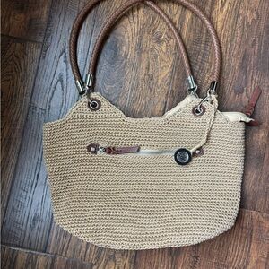 The Sak Tan and Brown Hobo Bag with Woven Design